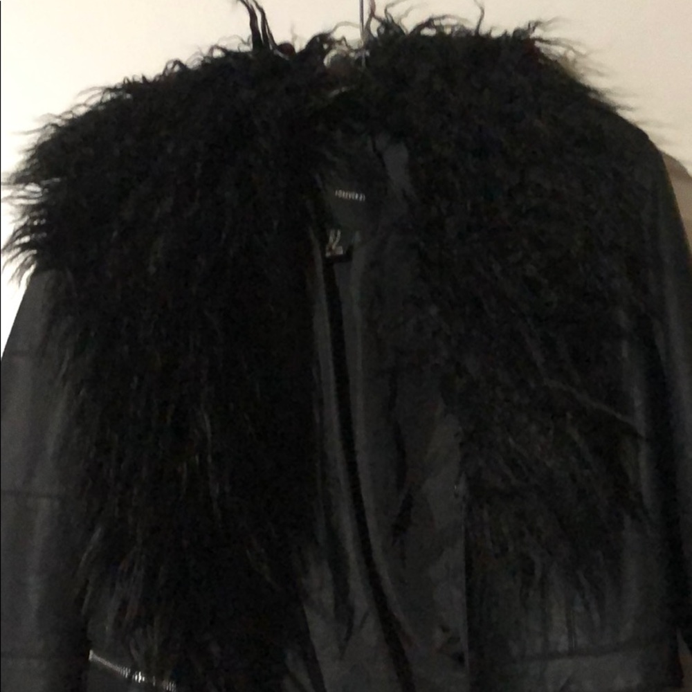 Faux Shearling Leather Jacket - image 3